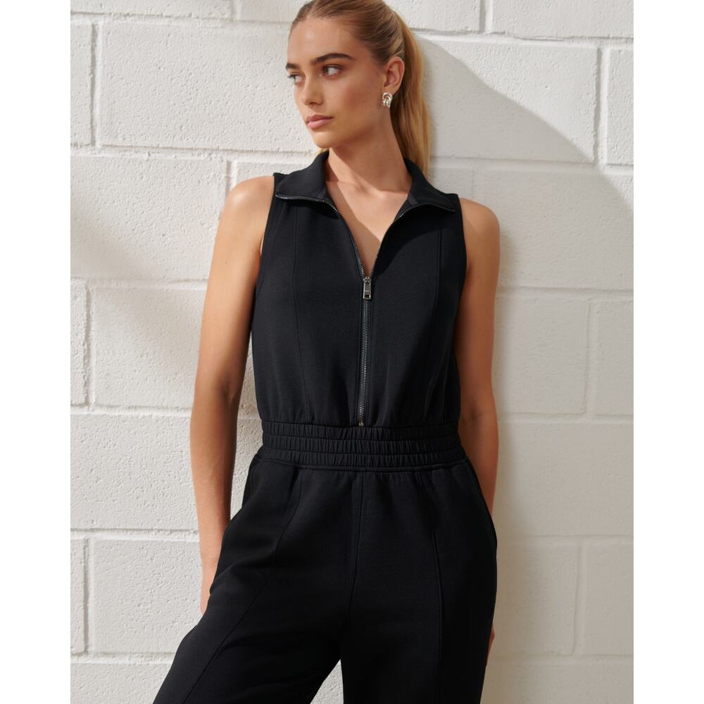 Abercrombie & Fitch YPB NeoKnit Half Zip Jumpsuit Black Sz S Activewear